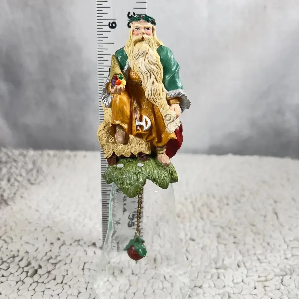 Novelino Christmas Through The Ages Glass Bell Resin Topper 1992 Viking Santa